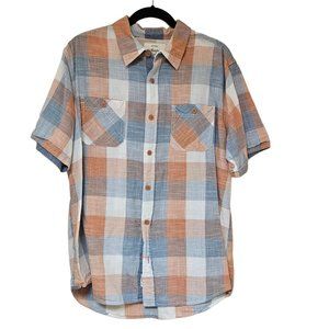 Weatherproof Shirt Mens Large Button Front Plaid Chest Pockets Short Sleeve